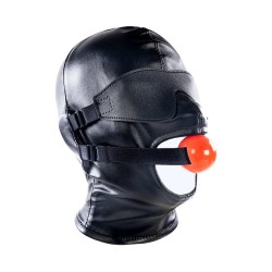 hood with blindfold and mouth gag